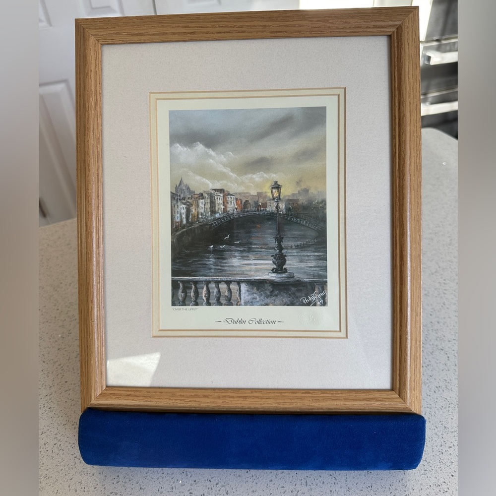 Philip Gray Over the Liffey Irish Framed Art Print with Oak Frame
